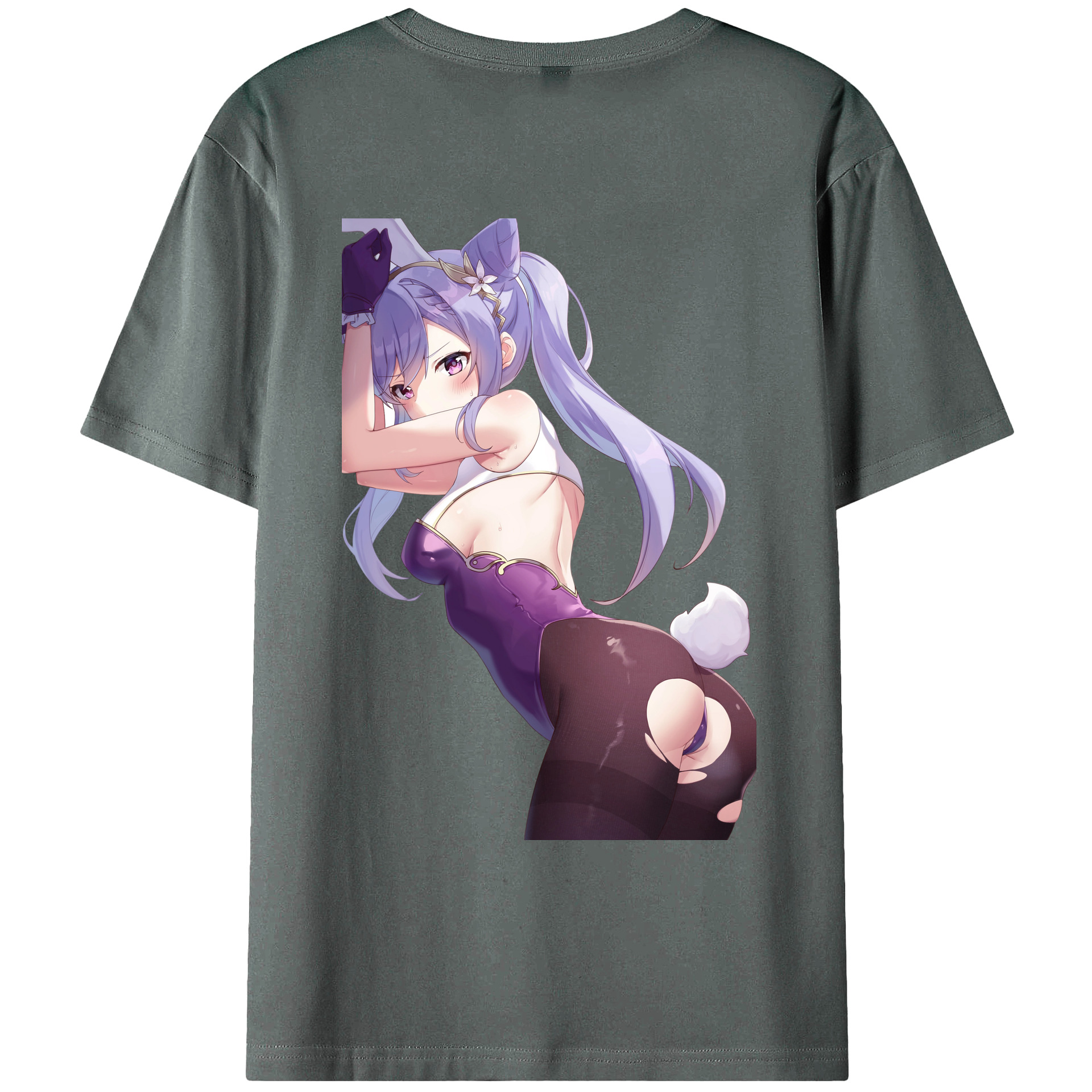 げんし神 刻晴 こくせい genshin Kokusei 綿100％ メンズ半袖Tシャツ（バックプリント） 通気性